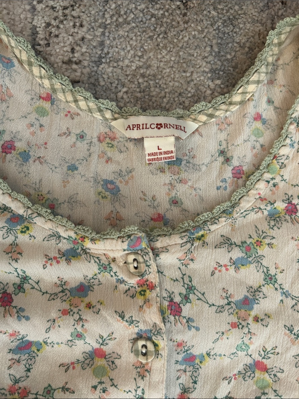 Vintage April Cornell Floral Button-Front Maxi Dress